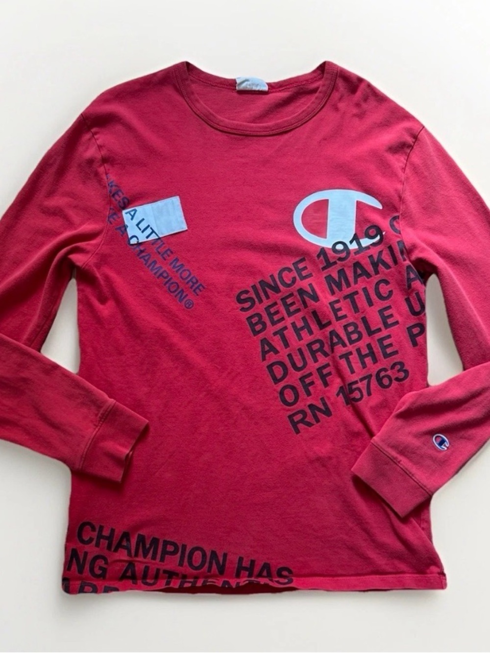 Vintage 90s Champion Ref Long Sleeve T-shirt Spellout Logo Large